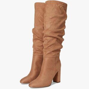 Nine West Magnett Faux Suede Knee High Slouch Boots in Cognac